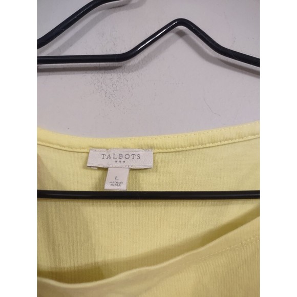 Talbots T Shirt Top Women's Large yellow Ruffle Bell Sleeve Round Neck Stretch - Picture 6 of 7